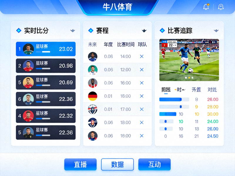 牛八体育直播界面展示实时比分赛程和比赛追踪
